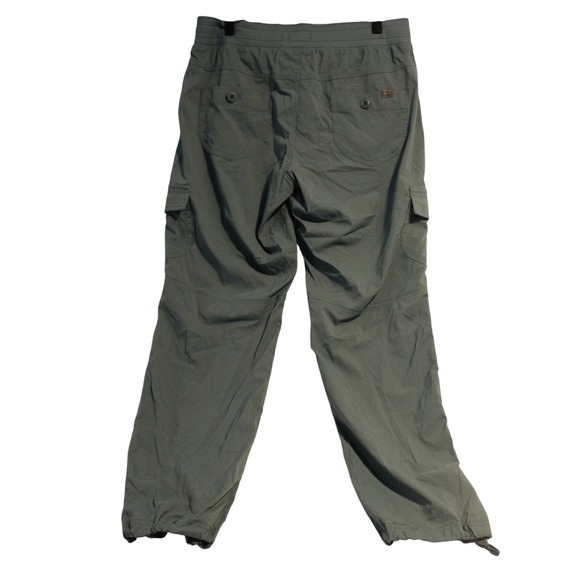 LL Bean Women Medium Green Cargo Pants Drawstring Waist Elastic Ankle Jogger - Picture 2 of 3